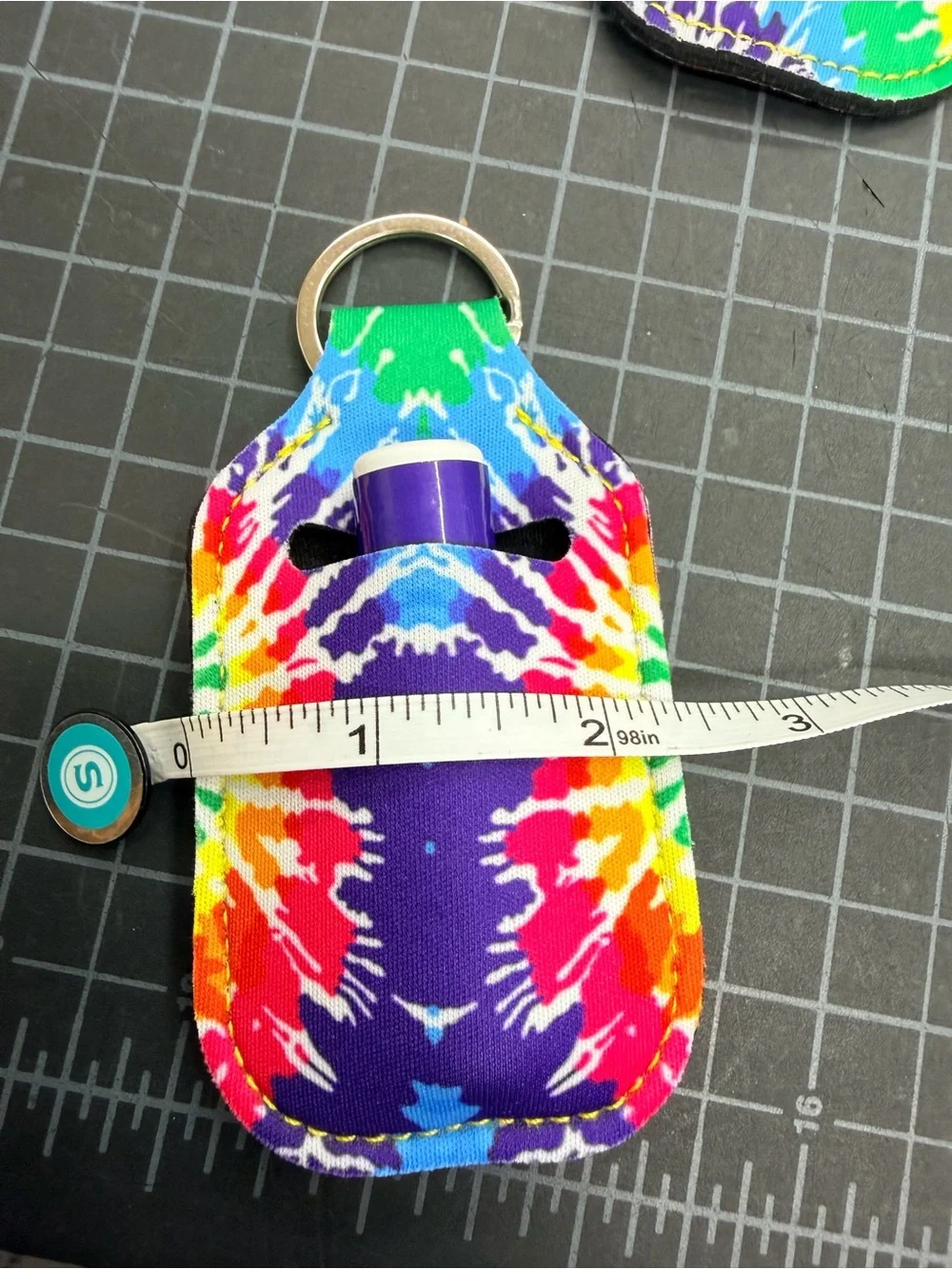 NWOT SET OF 4 Tie Dye Lip Balm Keychain Holders, Christmas stocking stuffer